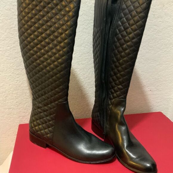 $295 Vaneli "radio Riding" Black Flat Quilted Leather Boot 9 S - Picture 11 of 12